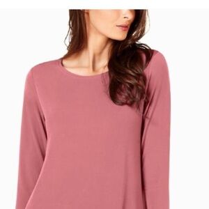 NWT Alfani Round Neck Asymmetric Dusty Rose Blouse
